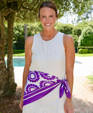 Lucy Floral Scarf- Large Purple-K. Ellis Boutique