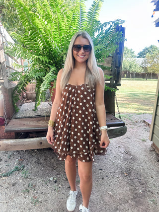 Mocha Muse Dot Dress-Mini Dress-K. Ellis Boutique