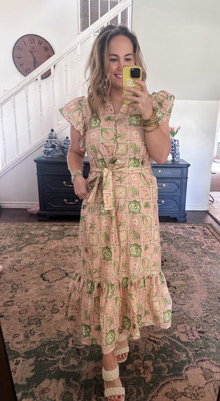 Flutter Palm Midi Dress