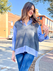 SHIRT STYLE KNITTED SWEATER-K. Ellis Boutique