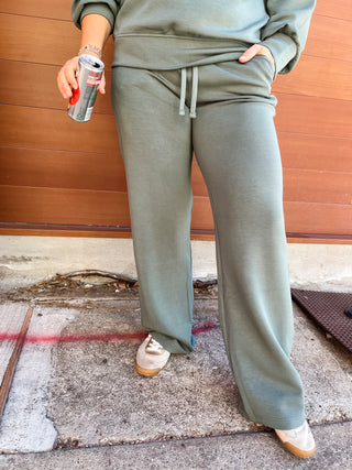 Modal Scuba Straight Pant- Sage Leaf-K. Ellis Boutique