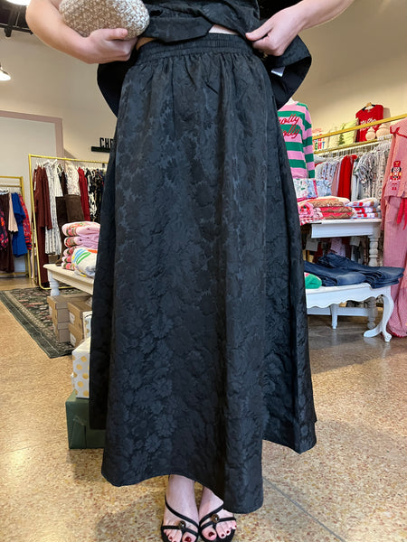 Sincerely Ours Black Brocade Skirt-K. Ellis Boutique