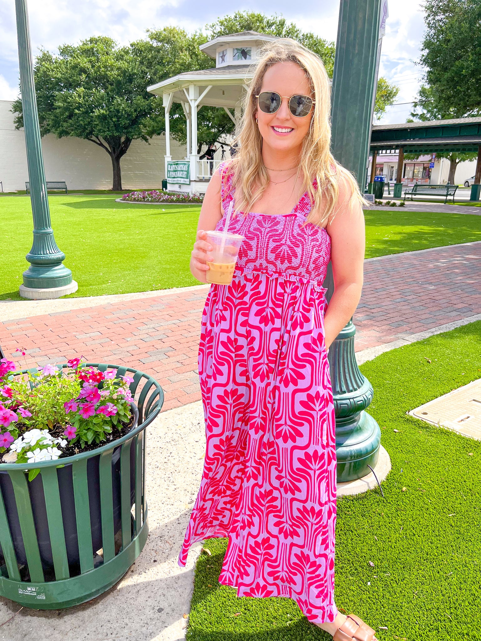 Printed Smocked Jumpsuit - Pink Combo-K. Ellis Boutique