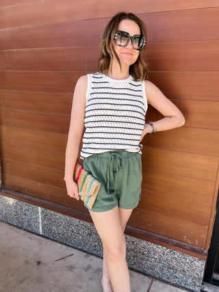 High Rise Pull On Tencel Short- Pine-Shorts & SKirts-K. Ellis Boutique