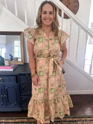 Flutter Palm Midi Dress