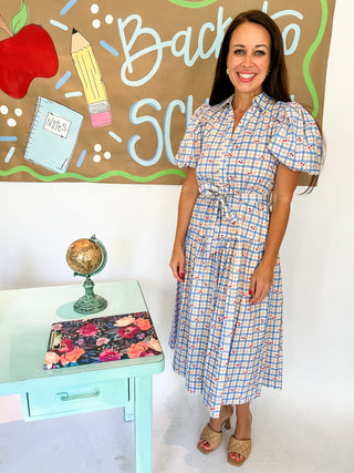 Checker with Cherry Print Midi Dress-K. Ellis Boutique