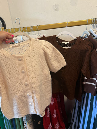 Cozy Charm Cardigan- Brown-Short Sleeve Top-K. Ellis Boutique