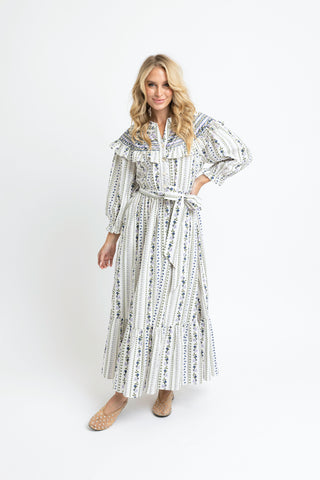 French Floral Peter Pan Emb Tier Maxi Dress- Karlie-K. Ellis Boutique