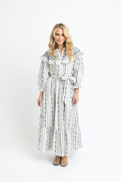 French Floral Peter Pan Emb Tier Maxi Dress- Karlie-K. Ellis Boutique