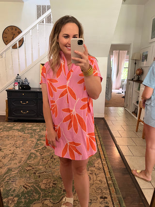 Palm Leaf Floral Dress-Mini Dress-K. Ellis Boutique