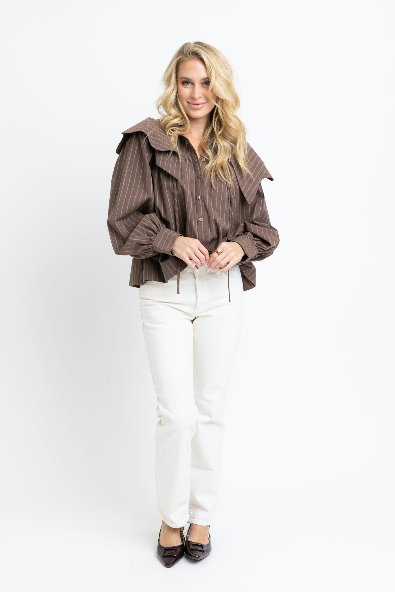 Stripe Peterpan Collar Top- Karlie-K. Ellis Boutique