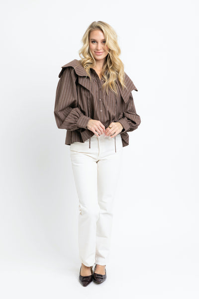 Stripe Peterpan Collar Top- Karlie-K. Ellis Boutique