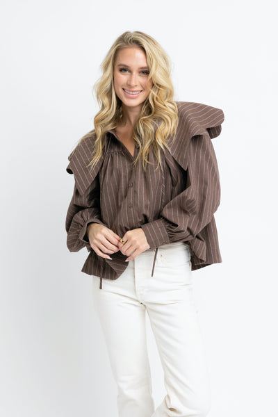 Stripe Peterpan Collar Top- Karlie-K. Ellis Boutique