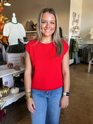 Red Hot Sweater Top-Short Sleeve Top-K. Ellis Boutique