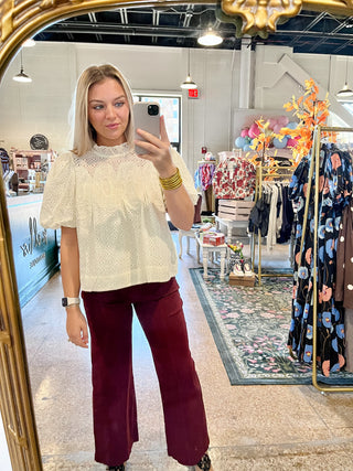 Eleanor Eyelet Top-Short Sleeve Top-K. Ellis Boutique