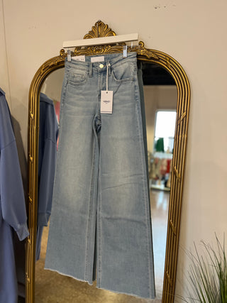 High Rise Raw Hem Wide Leg Denim- Vervet-FM Denim-K. Ellis Boutique