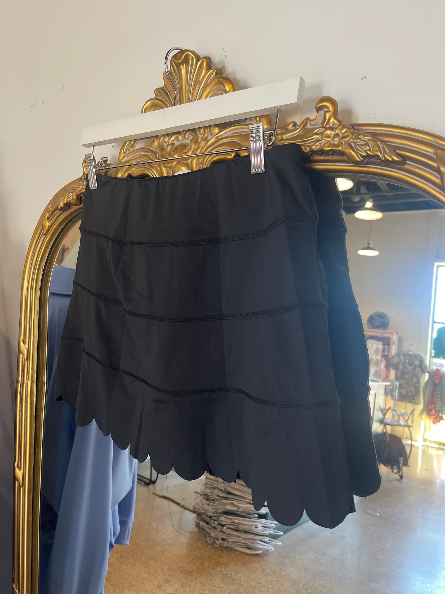 Karlie Scallop Solid Skort- Black-K. Ellis Boutique