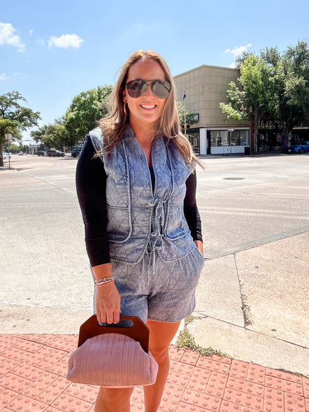 Quilted Denim Vest and Short Set-K. Ellis Boutique