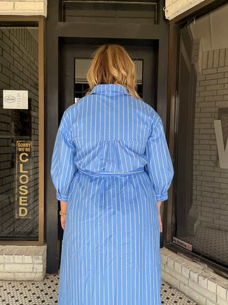 English Factory Shirt Midi Dress - Blue/Yellow-K. Ellis Boutique