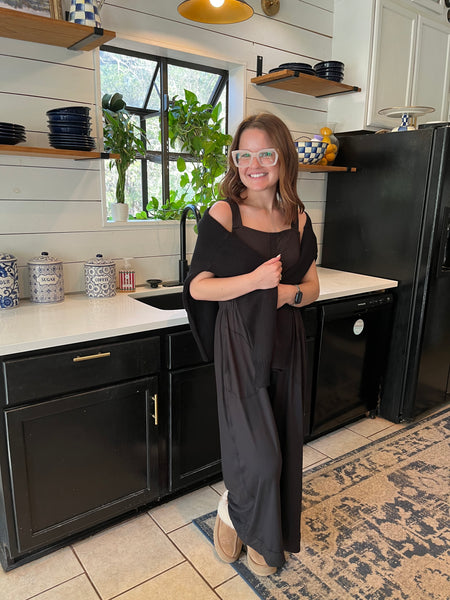 Sleeveless Cropped Leg Jumpsuit- Black-K. Ellis Boutique