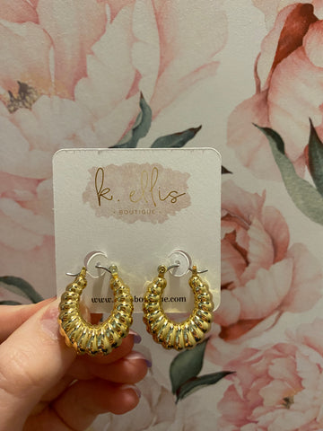 Croissant Hoop Earrings- Gold-K. Ellis Boutique