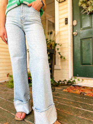 Just Black- Cuffed Palazzo- Light Denim-K. Ellis Boutique