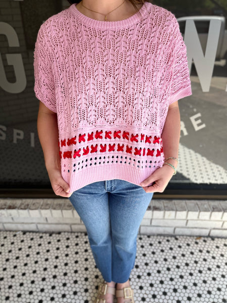 Solid Round Neck Knit Top - Pink-K. Ellis Boutique