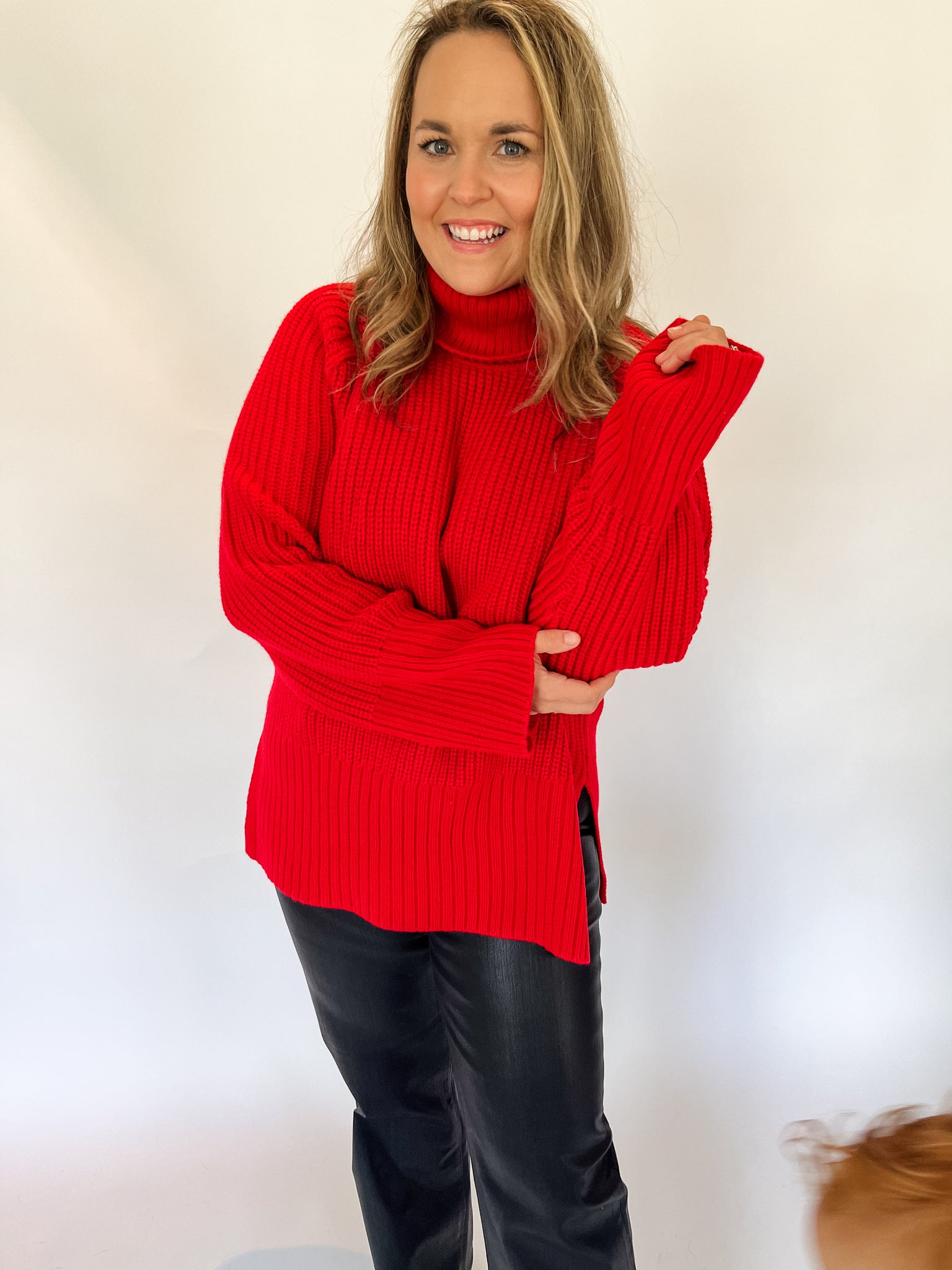 Turtleneck Sweater- Red-K. Ellis Boutique