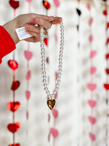 Pearl Heart Necklace-K. Ellis Boutique