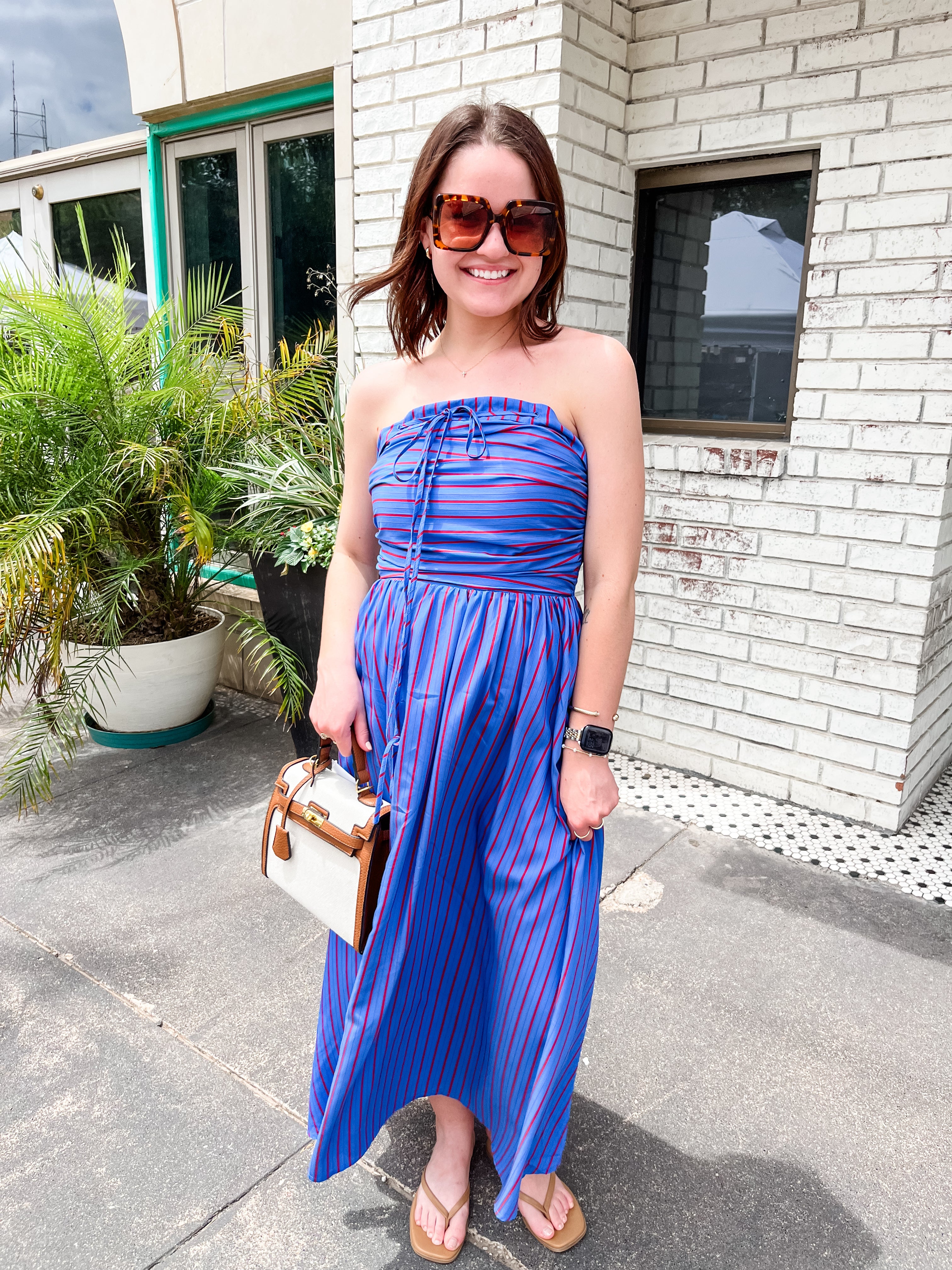 Laeila Striped Midi Dress- Electric Blue- Frnch Small Laeila Striped Midi Dress- Electric Blue- Frnch Small