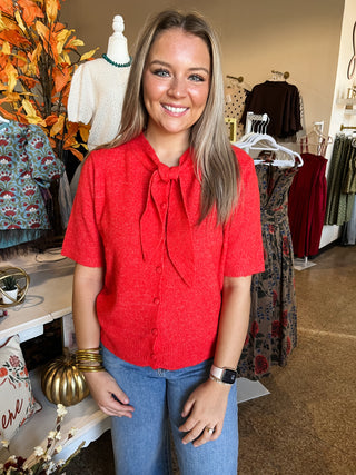 Scarlett Tie Sweater-Short Sleeve Top-K. Ellis Boutique