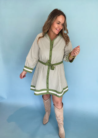 Contrast Striped Mini- Matcha-Mini Dress-K. Ellis Boutique