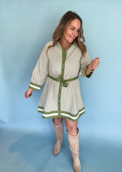 Contrast Striped Mini- Matcha-K. Ellis Boutique