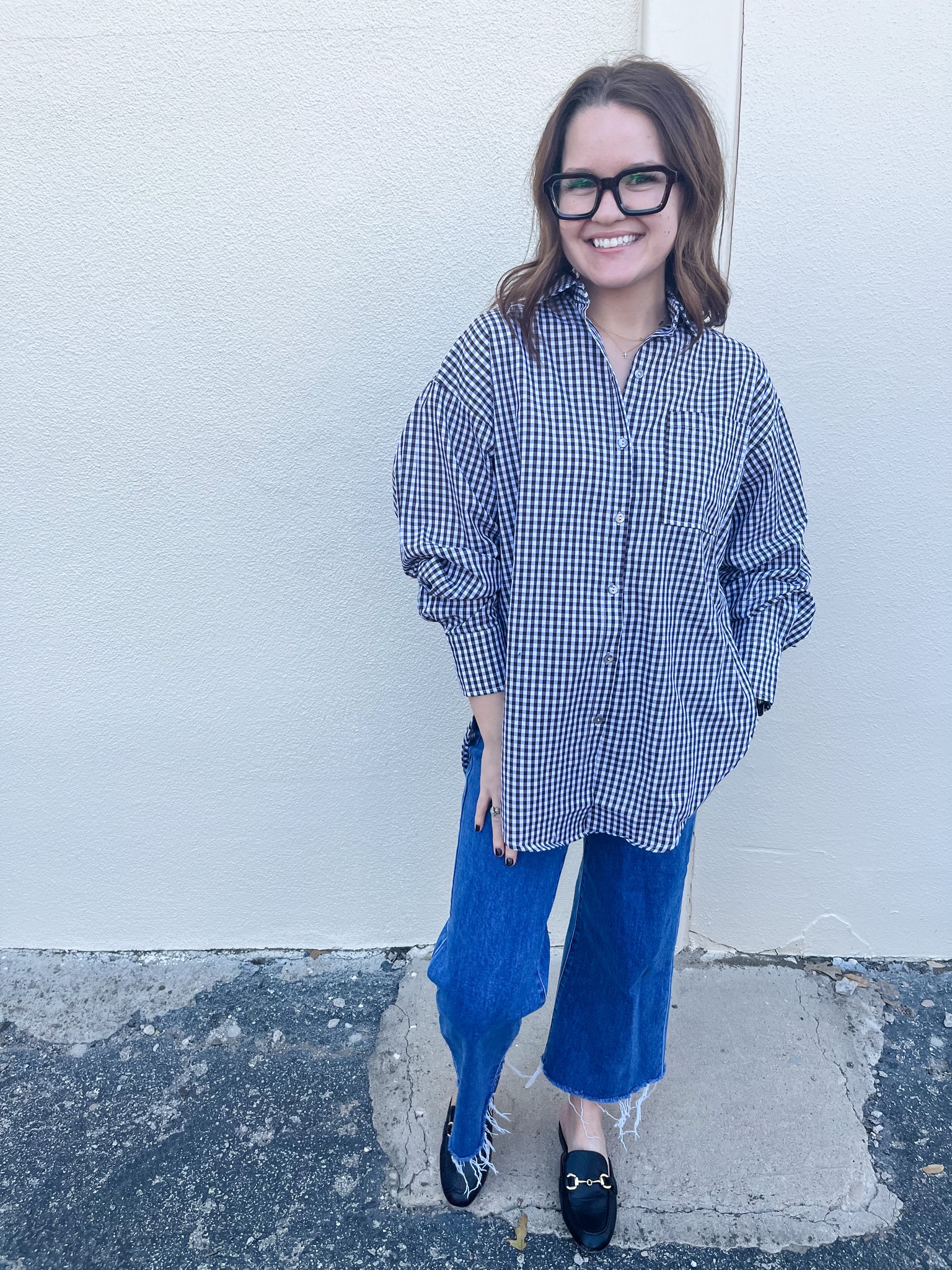 Nikka Checkered Button Up- Brown-K. Ellis Boutique