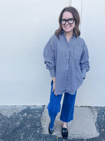 Nikka Checkered Button Up- Brown-K. Ellis Boutique