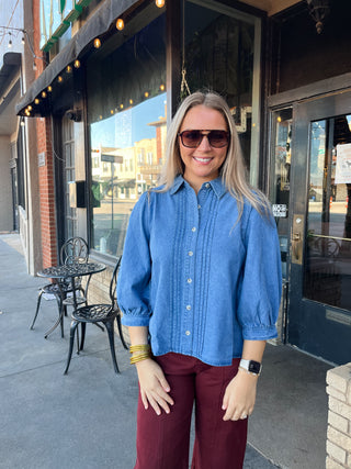 Dailee Denim Top-Short Sleeve Top-K. Ellis Boutique