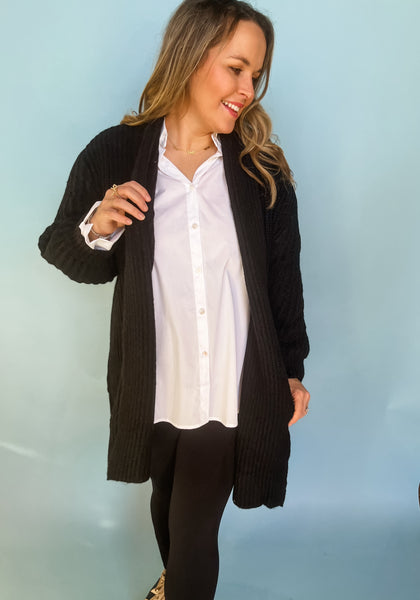 Haelie Oversized Cardigan- Black-K. Ellis Boutique