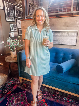 Hunter Green Check Mini Dress
