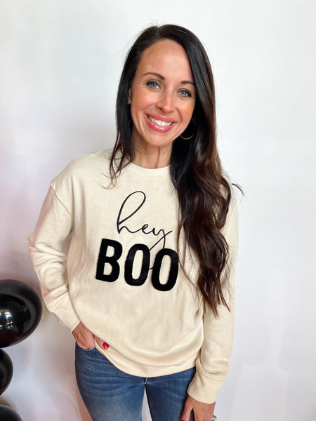 Hey Boo Sweatshirt - Cream-K. Ellis Boutique