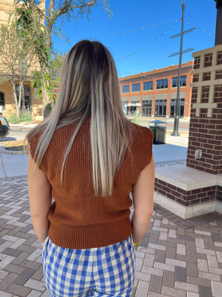 Camel Sweater Vest-Short Sleeve Top-K. Ellis Boutique