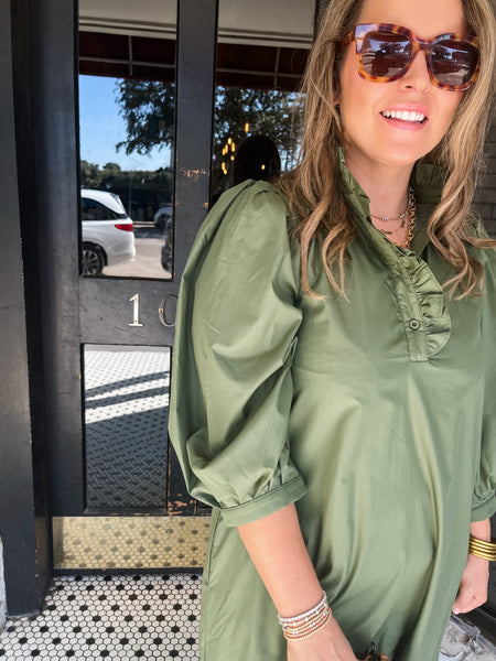 Eyelet Hem Midi- Olive-K. Ellis Boutique