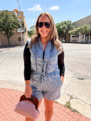 Quilted Denim Vest and Short Set-K. Ellis Boutique