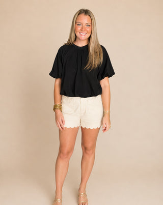 Black Bubble Top-Short Sleeve Top-K. Ellis Boutique