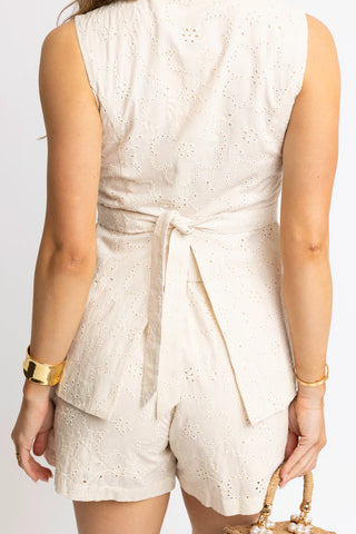 Karlie Eyelit Button Short - Natural-Shorts & SKirts-K. Ellis Boutique
