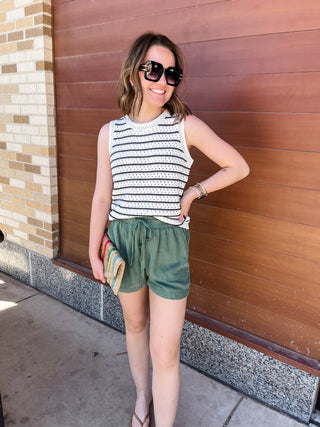 High Rise Pull On Tencel Short- Pine-Shorts & SKirts-K. Ellis Boutique