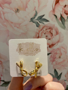 Bow Stud Earrings- Gold-K. Ellis Boutique