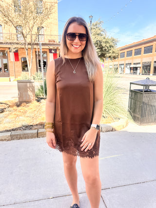 Cocoa Lace Mini Dress-Mini Dress-K. Ellis Boutique