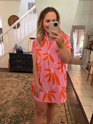 Palm Leaf Floral Dress-Mini Dress-K. Ellis Boutique