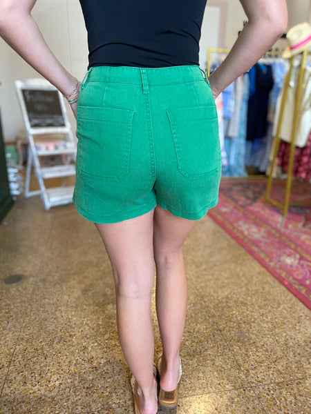 High Waisted Denim Shorts - Green-K. Ellis Boutique