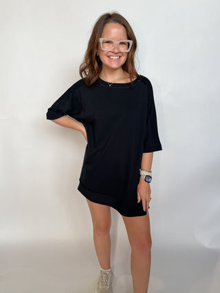 French Terry Set Short Set- Black-K. Ellis Boutique